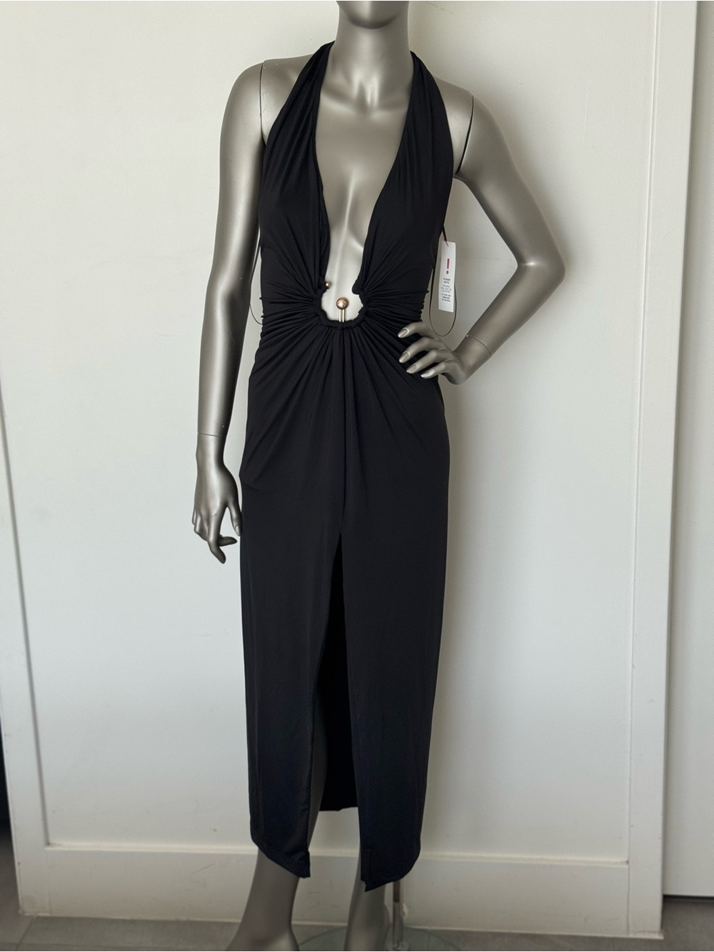 Bardot Black Backless Halter Maxi Dress